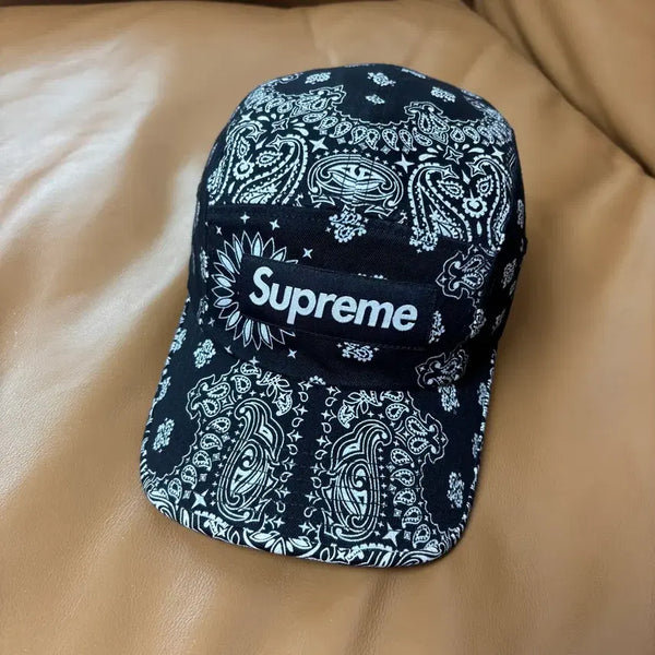 [BUNJANG] Supreme 21SS Bandana Box Logo Camp Cap / 슈프림 캠프캡 모자 박스로고 반다나 블랙 21SS