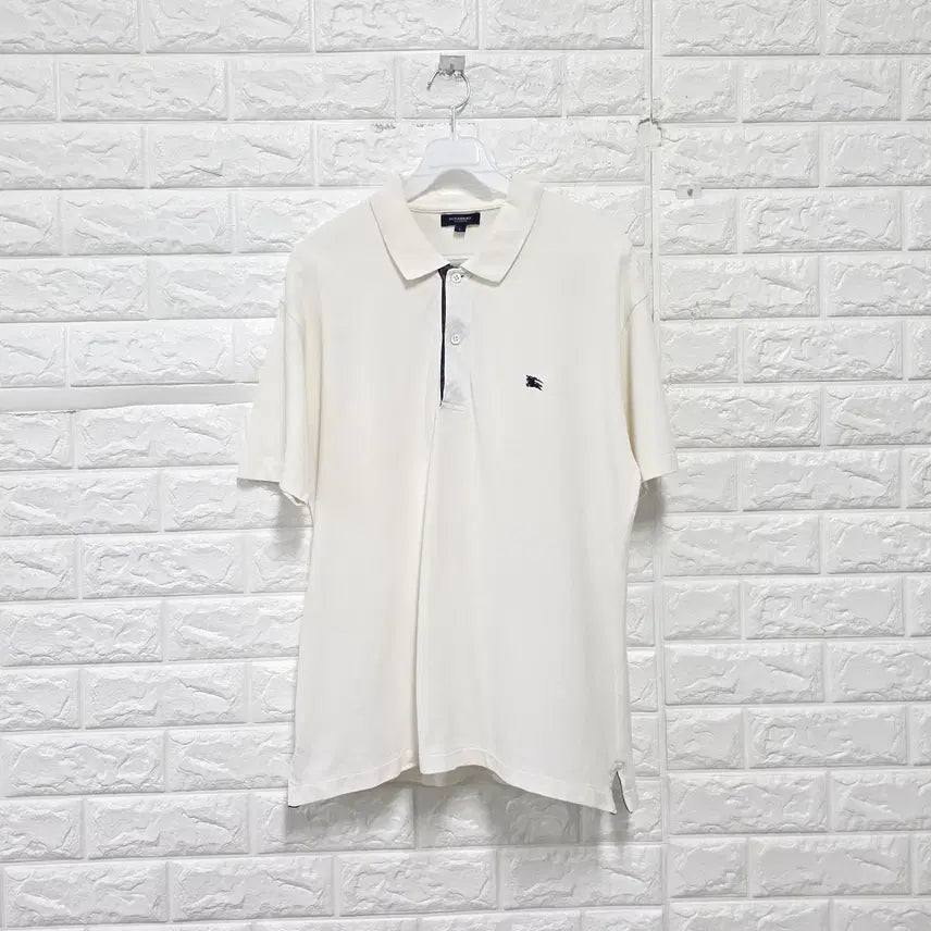 [BUNJANG] Burberry Ivory Short-Sleeve Polo T-Shirt / L 버버리 아이보리 반팔 카라티 E179