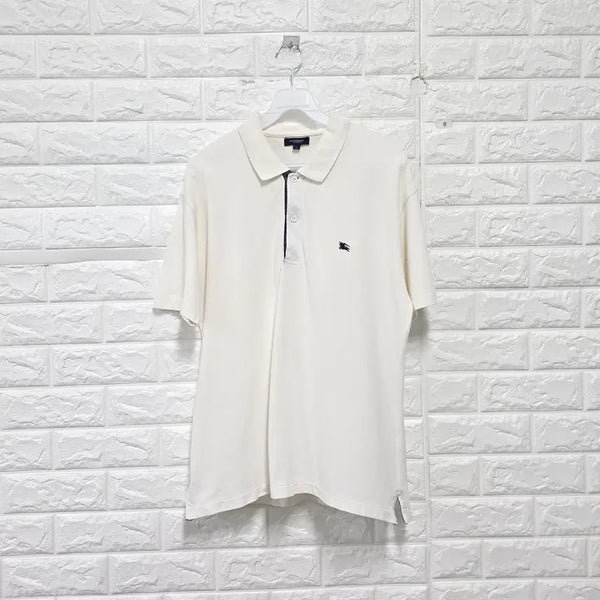 [BUNJANG] Burberry Ivory Short-Sleeve Polo T-Shirt / L 버버리 아이보리 반팔 카라티 E179