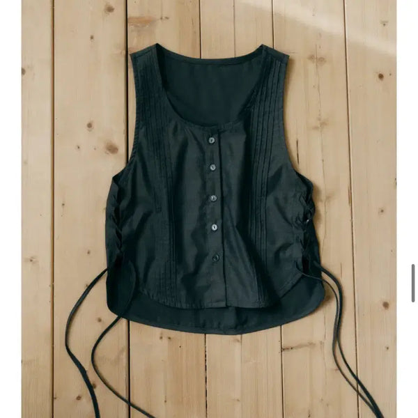 [BUNJANG] YuJe Pintuck Vest Black / 유제 Yuje 핀턱 베스트 블랙