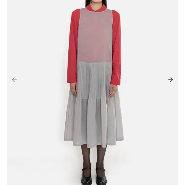 [BUNJANG] Amomento Pleated Sleeveless Long Dress Grey Size 0 / 아모멘토 Pleated Sleeveless Dress, Grey