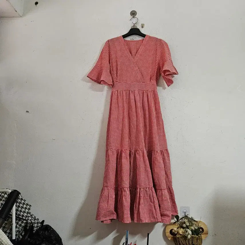 [BUNJANG] Checkered Long Dress / 체크무늬 롱 원피스
