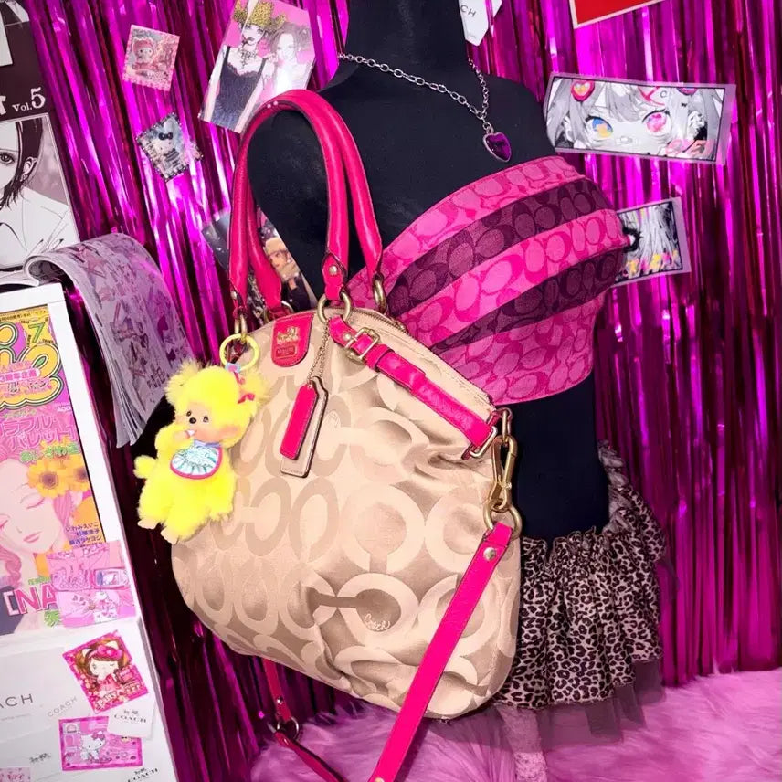 [BUNJANG] Coach Opt Art 2-Way Satchel Bag Cherry Pink / 갸루깔) Coach 코치 옵아트 2WAY 사첼백 체리핑크 리즈리사