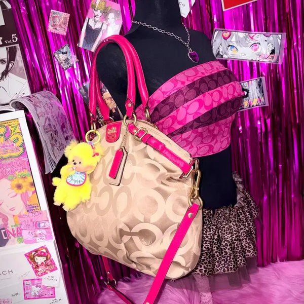 [BUNJANG] Coach Opt Art 2-Way Satchel Bag Cherry Pink / 갸루깔) Coach 코치 옵아트 2WAY 사첼백 체리핑크 리즈리사