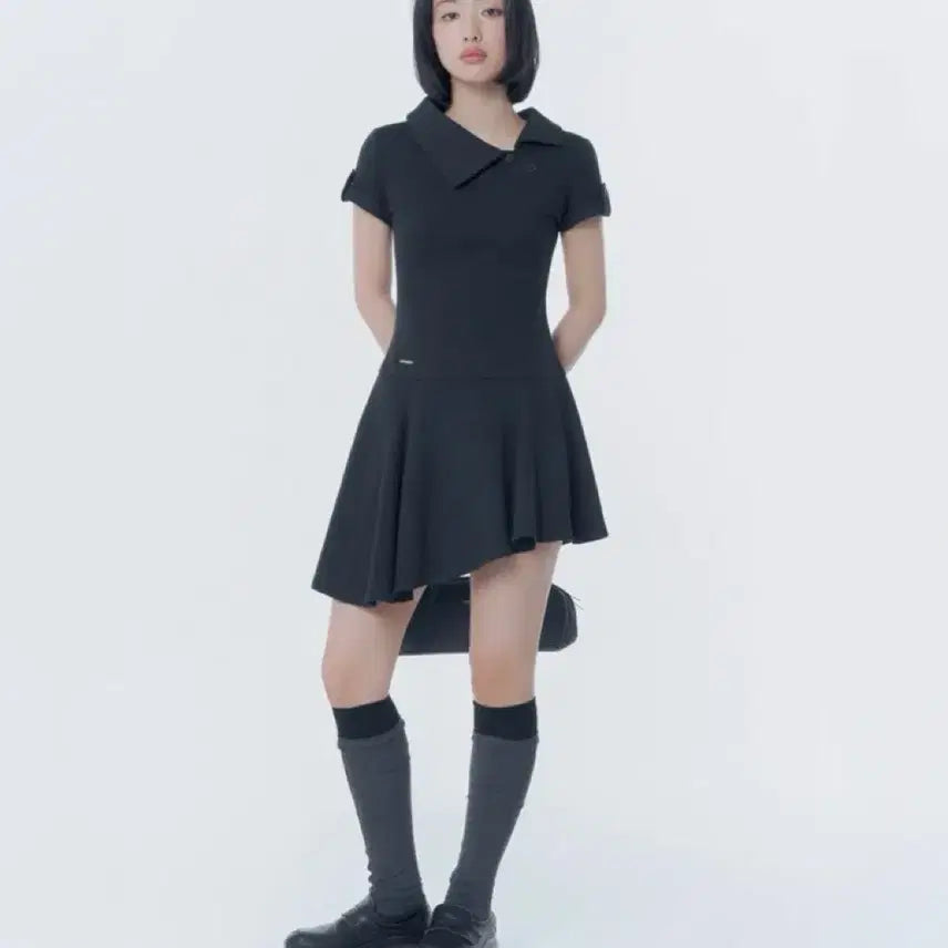 [BUNJANG] Miseki Seoul Slash Button Flare One Piece Black / 미세키서울 Slash button flare one piece BLACK 원피스 블랙