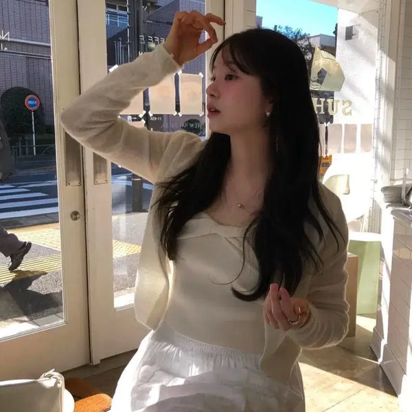 [BUNJANG] Ounce Ribbon Knit Bustier Cream / 새상품 온스 리본 니트 뷔스티에 크림 ounce