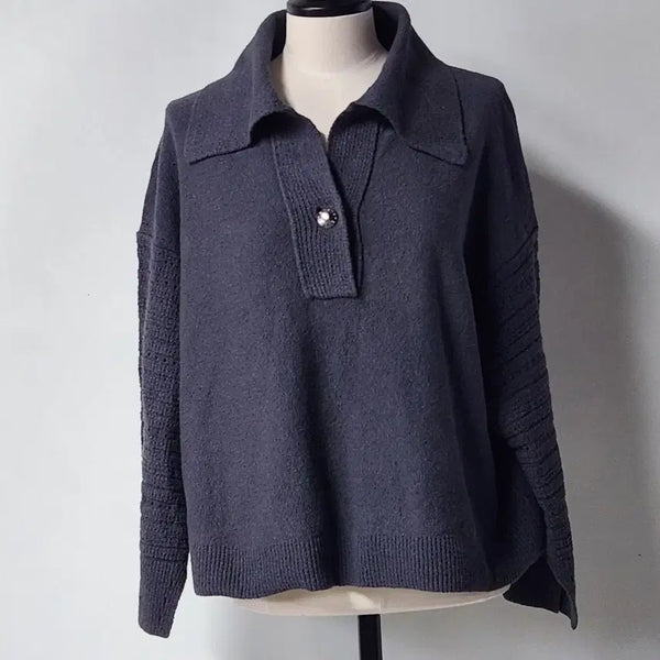 [BUNJANG] System Charcoal Collar Knit (Free Size) / 한섬 정품 SYSTEM 차콜 카라 니트 Free