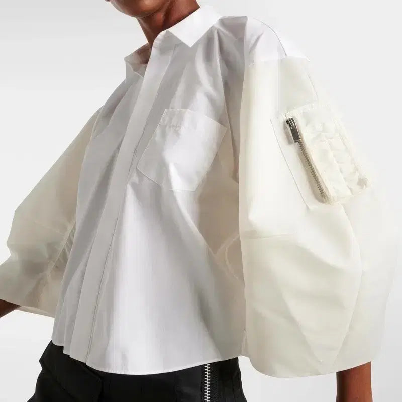 [BUNJANG] Sacai 24SS MA-1 Cotton Poplin Shirt / 정품 사카이 24SS MA-1 코튼 팝린 셔츠