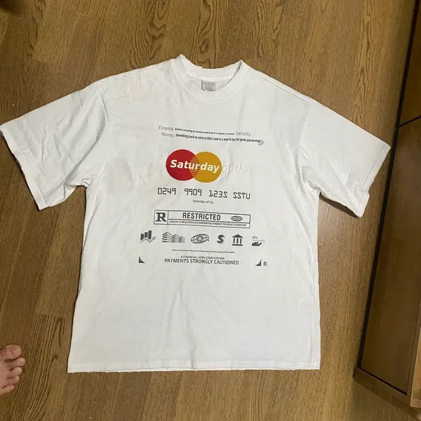 [BUNJANG] STU Bank Embroidered Card Design T-Shirt White L / STU 뱅크 티셔츠 화이트 L