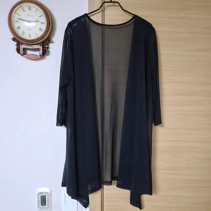 [BUNJANG] Monte Milano See-Through Open Long Cardigan Black / 몬테밀라노(Monte Milano) 시스루 오픈 롱 가디건