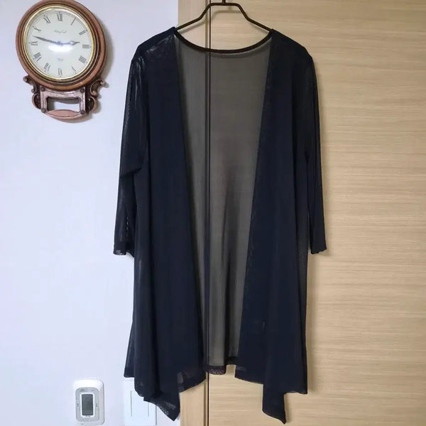 [BUNJANG] Monte Milano See-Through Open Long Cardigan Black / 몬테밀라노(Monte Milano) 시스루 오픈 롱 가디건