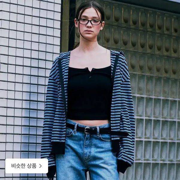 [BUNJANG] LOW CLASSIC Striped Hoodie Zip-Up M / 로우클래식 후드집업 스트라이프 m