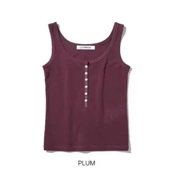 [BUNJANG] Citybreeze Button Point Sleeveless Top Plum M / 시티브리즈 버튼 포인트 슬리브리스 탑 플럼컬러, M사이즈