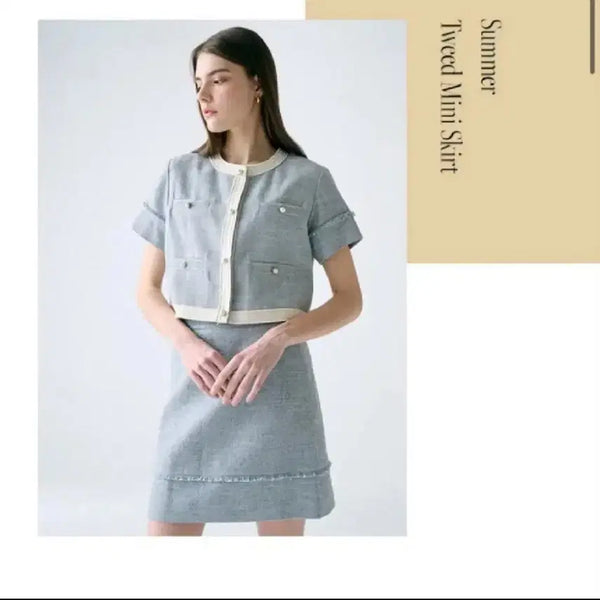 [BUNJANG] Frontrow Tweed Set Jacket Skirt / (새상품)프론트로우 트위트 세트