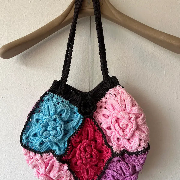 [BUNJANG] Motif Crochet Knit Mini Tote Bag / 쇼핑몰 모티브크로셰 니트미니백 니트토트백