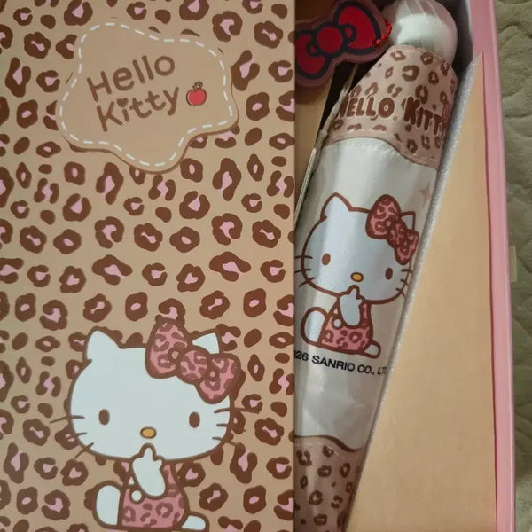 [BUNJANG] Hello Kitty Leopard Print Folding Umbrella / 헬로키티 레오파드 접이식 우산