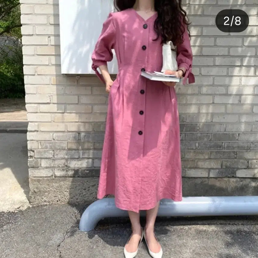 [BUNJANG] Rosebay Bow Rose Linen Dress M Size / 로즈베이  보우로즈린넨원피스 66(m)사이즈