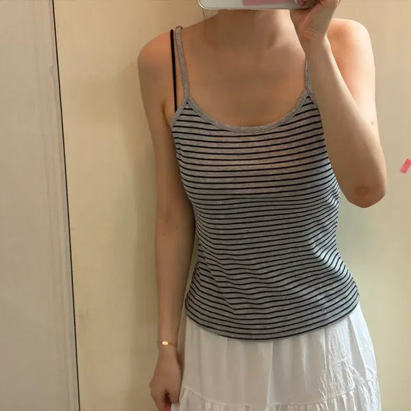 [BUNJANG] Fromdayone Striped Sleeveless Blouse / 스트라이프 히프나틱 나시 블라우스 에이블리 프롬데이원 히니크 홀리