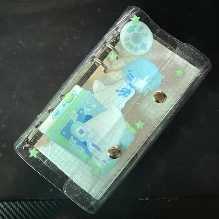 [BUNJANG] A6 Slim 6-Ring Transparent Diary Cover with Glitter / A6 슬림 6공 다이어리 투명 커버