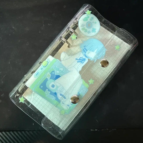[BUNJANG] A6 Slim 6-Ring Transparent Diary Cover with Glitter / A6 슬림 6공 다이어리 투명 커버
