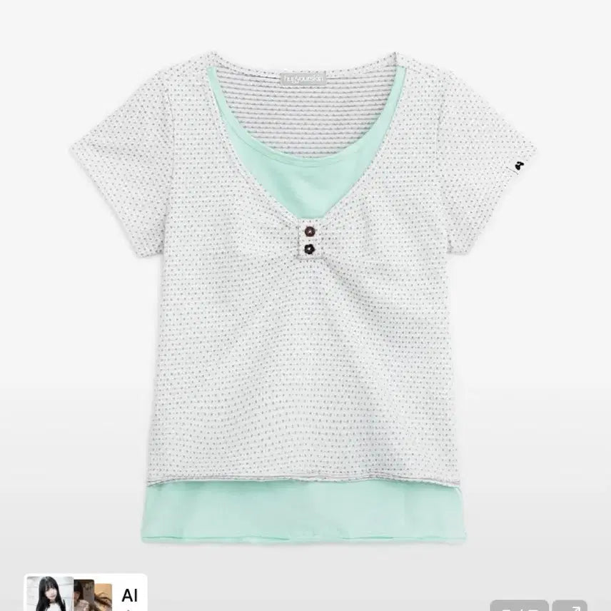 [BUNJANG] Hug Your Skin Layered Henley Neck Top White / 허그유어스킨 레이어드 헨리넥 탑 화이트