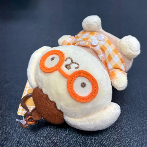 [BUNJANG] Sanrio Pompompurin 10cm Doll Keychain with Glasses and Check Shirt / (새상품 10cm) 산리오 폼폼푸린 안경 체크 남방 인형 키링