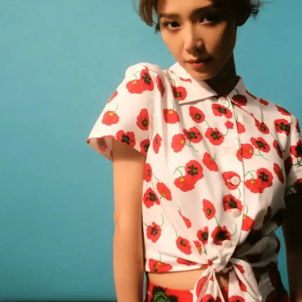 [BUNJANG] Kenzo Poppy Print Silk Blouse / 34) 새상품 겐조 poppy 블라우스