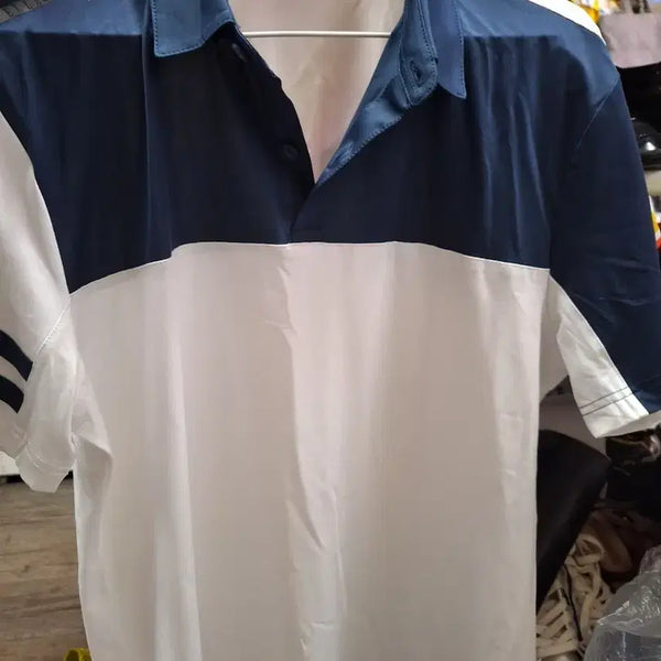 [BUNJANG] Elle Golf Men's Short Sleeve Polo Shirt Navy White Size 100 / 엘르골프 남성 반팔 카라티 네이비 화이트 100