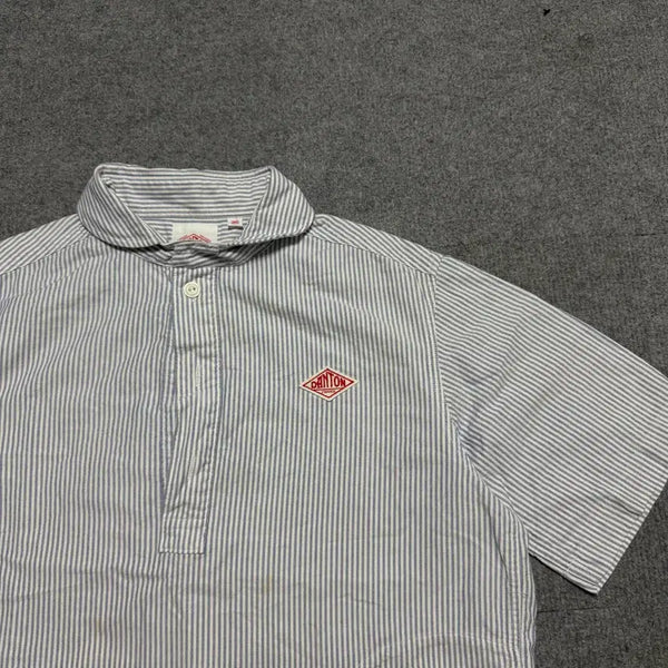 [BUNJANG] DanTON Navy Stripe Short Sleeve Shirt (Size 36) / 단톤 네이비 스트라이프 반팔셔츠 (36) S