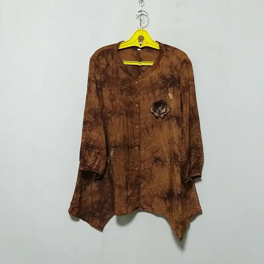 [BUNJANG] Tie-Dye Floral Print Blouse / 라300 인견상의