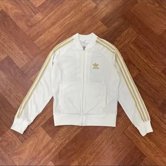 [BUNJANG] Adidas White Gold Track Top Jersey / 아디다스 흰색 금장 져지 트랙탑
