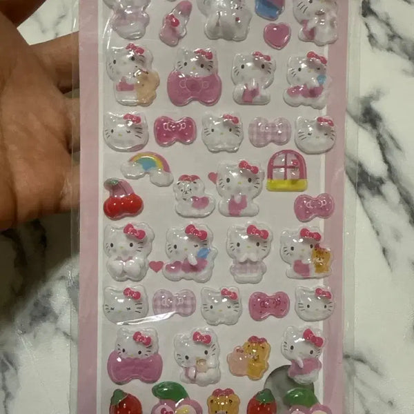 [BUNJANG] Hello Kitty 3D Transparent Jelly Stickers / 키티 스티커 3D 입체 투명 젤리 스티커
