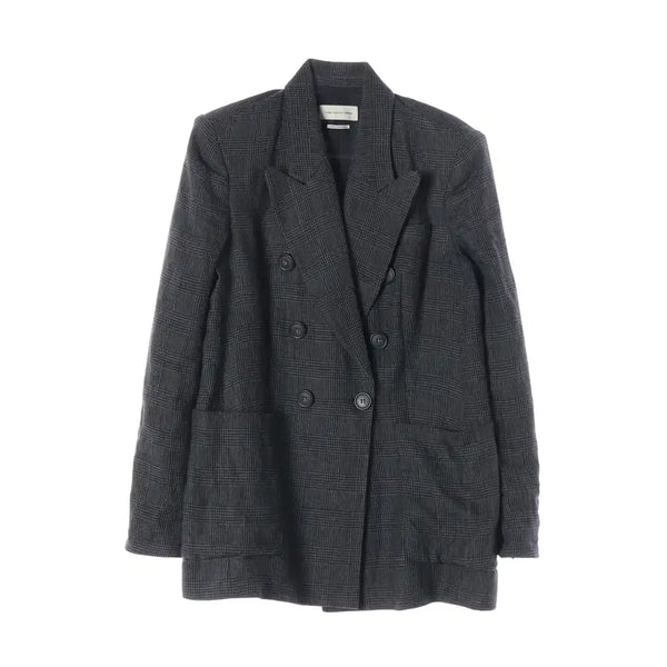 [BUNJANG] Isabel Marant Check Pattern Linen Double Blazer Jacket / 이자벨마랑 체크 패턴 린넨 더블 블레이저 재킷