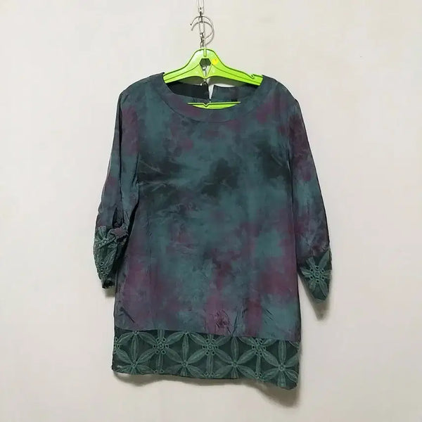 [BUNJANG] Printed Rayon Blouse with Embroidery / 마3 인견상의