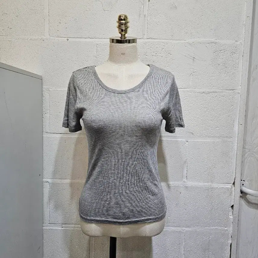 [BUNJANG] Thin Gauze Cotton Round Short Sleeve T-Shirt - Gray / 얇은재질의 거즈면 라운드 반팔- 그레이