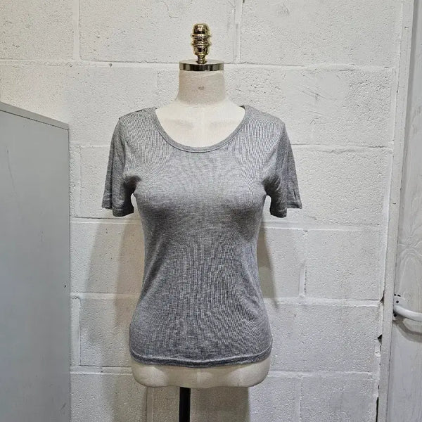 [BUNJANG] Thin Gauze Cotton Round Short Sleeve T-Shirt - Gray / 얇은재질의 거즈면 라운드 반팔- 그레이