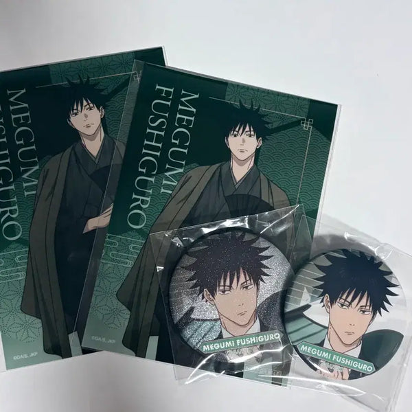 [BUNJANG] Jujutsu Kaisen Megumi 2 Pin Badges + 2 Posters Set / 주술회전 츠타야 메구미 캔뱃지 2종+포스터2종