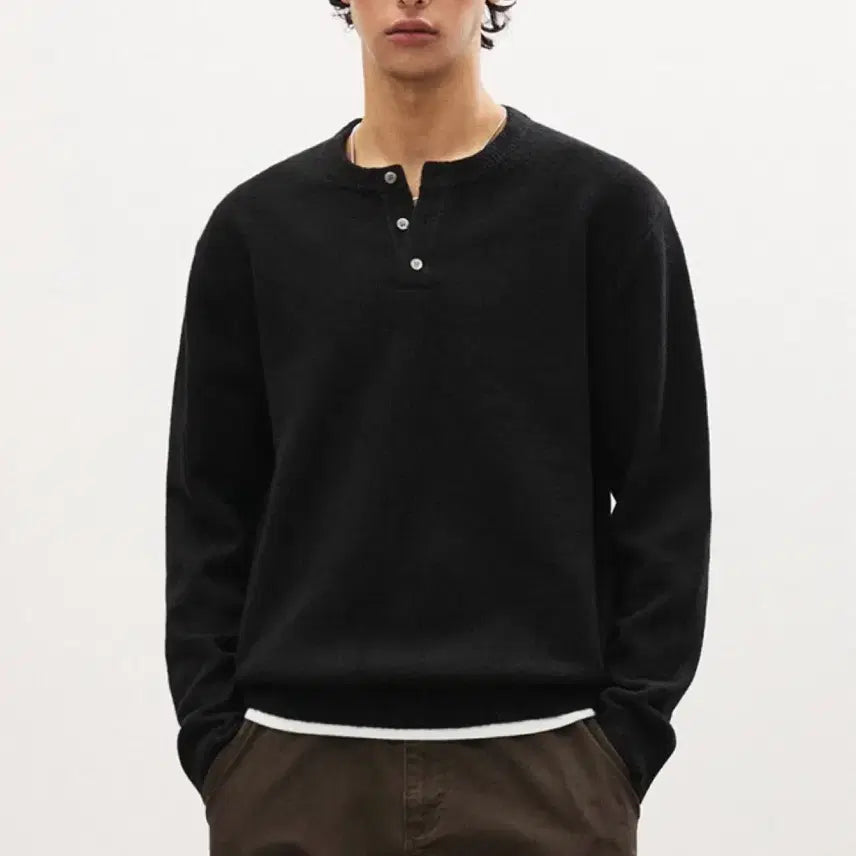 [BUNJANG] SUARE Daily Henly Neck Knit Black L / 수아레 데일리 헨리넥 니트 블랙 L