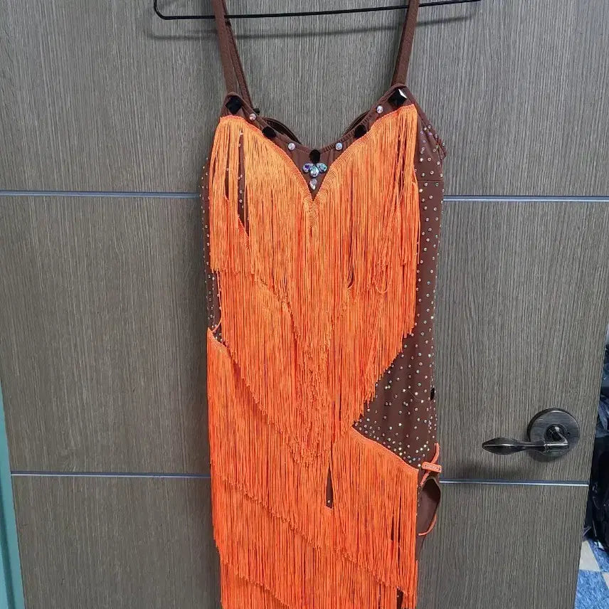 [BUNJANG] Sparkling Rhinestone Dance Sport Costume with Tassel Detail / 스포츠댄스복 댄스스포츠