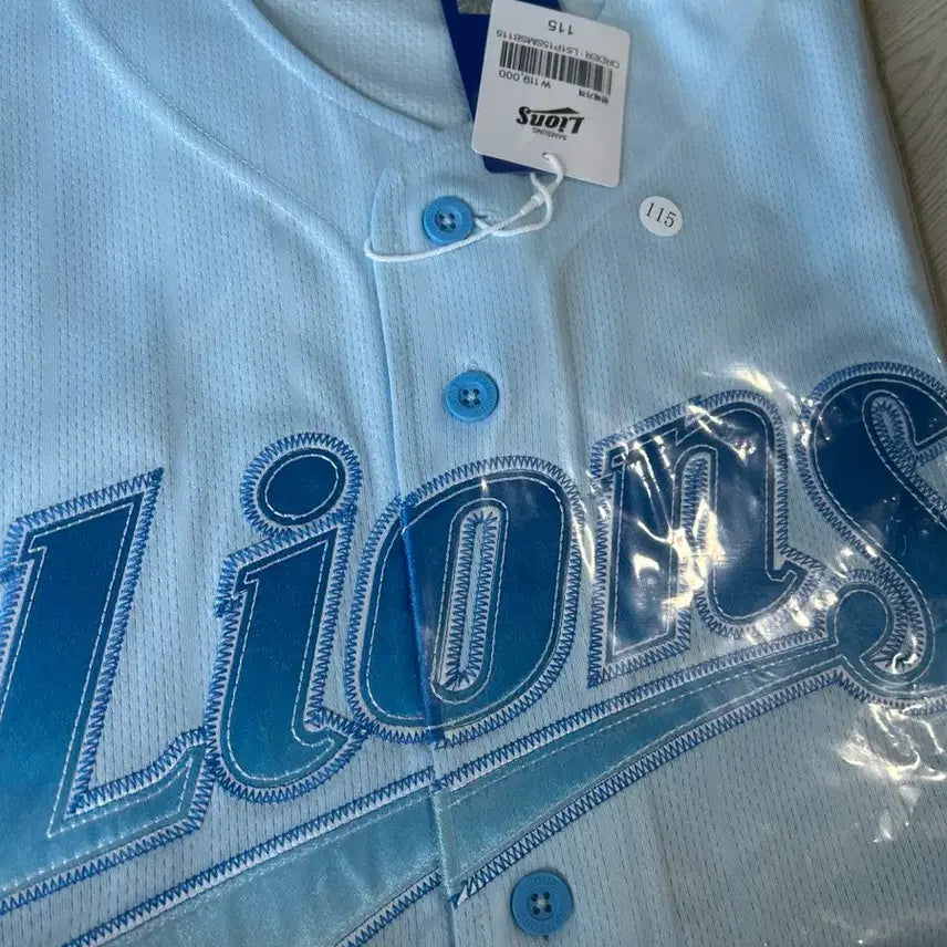 [BUNJANG] Lions Baseball Uniform Sky Blue Bluewave Size 115 / 라이온즈 야구 유니폼 하늘색 블루웨이브 새상품 115사이즈 무료배송