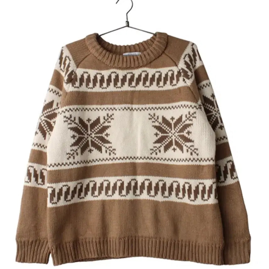 [BUNJANG] Brown Patterned Knit Sweater / 니트 스웨터 브라운 패턴