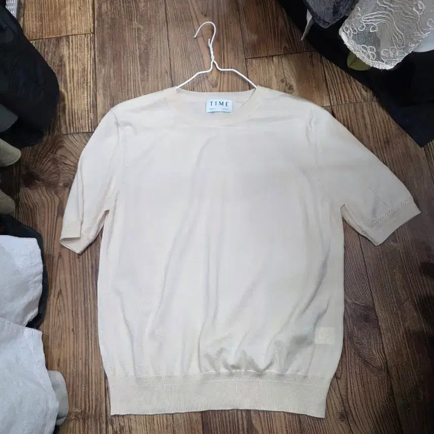 [BUNJANG] TIME Semi-Sheer Short Sleeve Knit Ivory / 타임 반팔 니트 아이보리