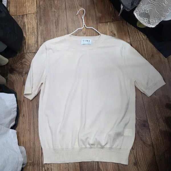 [BUNJANG] TIME Semi-Sheer Short Sleeve Knit Ivory / 타임 반팔 니트 아이보리