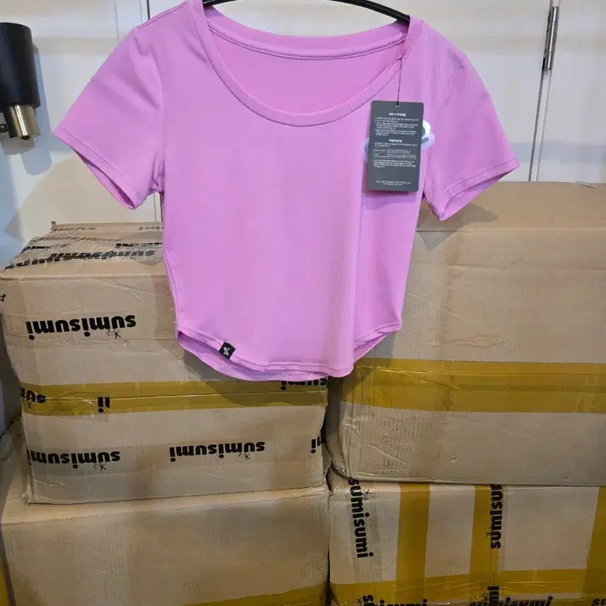 [BUNJANG] Xexymix Pink Short Sleeve Crop T-Shirt S / 젝시믹스 핑크색 반팔 크롭 티셔츠 S