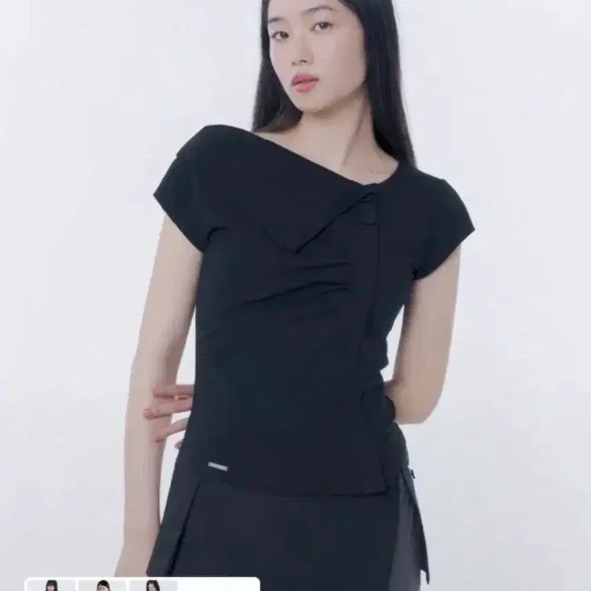 [BUNJANG] MiseKi Seoul Folding Collar Shirring Top / 미세키서울 폴딩 카라 셔링 탑