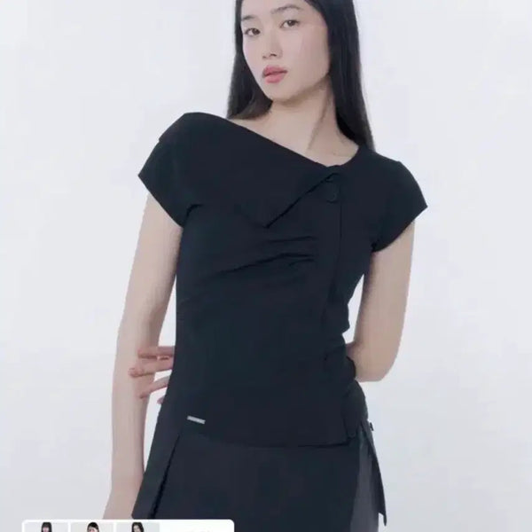 [BUNJANG] MiseKi Seoul Folding Collar Shirring Top / 미세키서울 폴딩 카라 셔링 탑