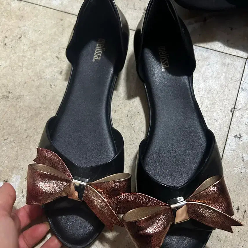 [BUNJANG] Melissa Black Ribbon Sandals Jelly Shoes 240 / 멜리사 블랙 리본 샌들 젤리슈즈 240