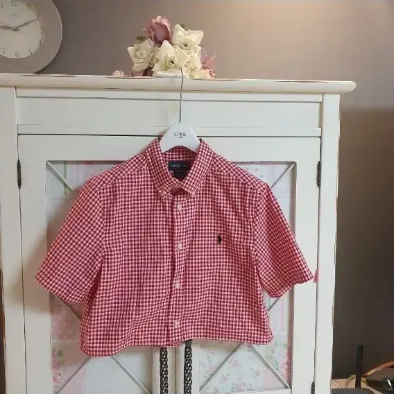 [BUNJANG] Polo Ralph Lauren Check Cropped Shirt / 폴로 랄프로렌 체크 크롭 셔츠/55-정66