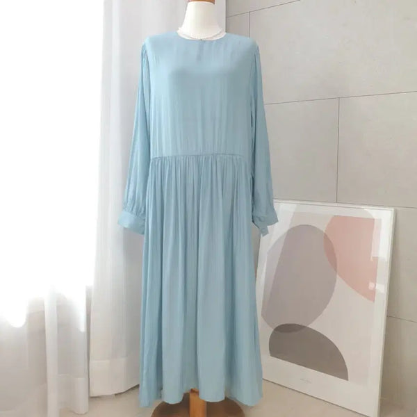 [BUNJANG] Silk-like Loose Fit Summer Long Dress / 새상품) 여름 롱원피스 실크처럼 찰랑이는 루즈핏