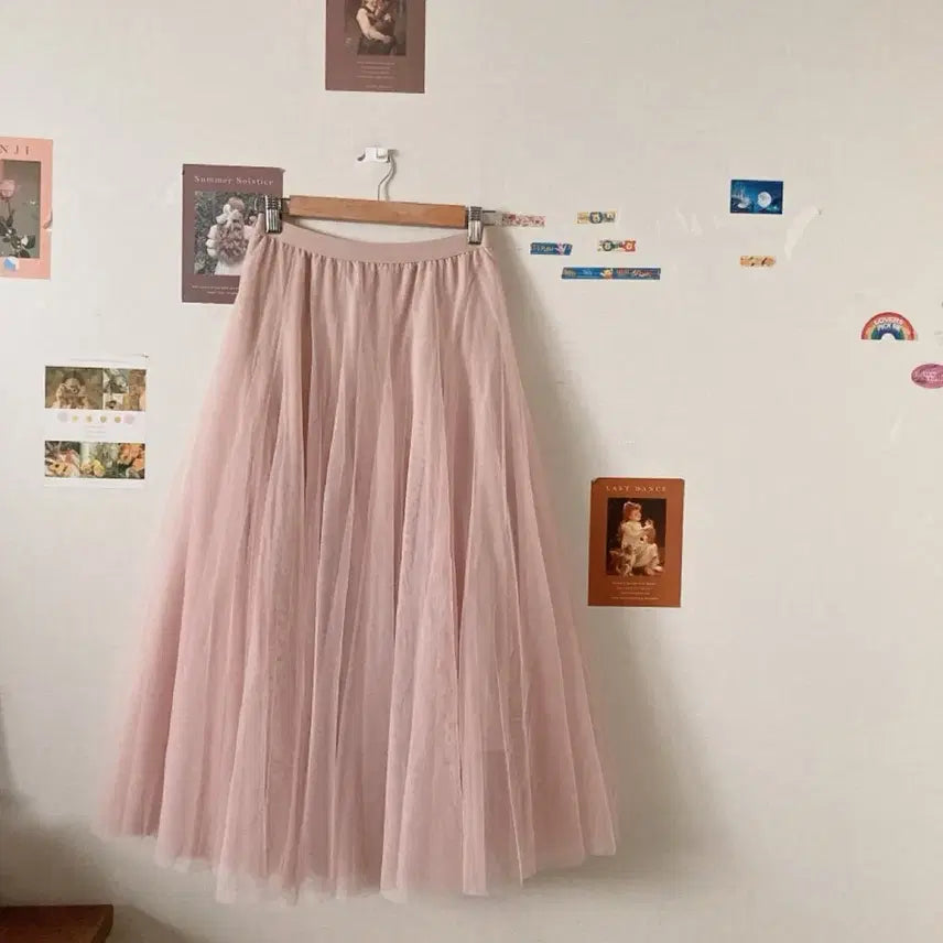 [BUNJANG] Apricot Pink Tulle Skirt with Lace / 7월말까지 원가이하 세일 살구핑크 샤스커트, 레이스치마